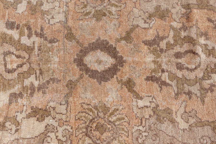 Antique Persian Sultanabad Beige and Brown Handwoven Wool Rug BB5317