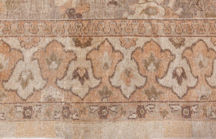 Antique Persian Sultanabad Beige and Brown Handwoven Wool Rug BB5317