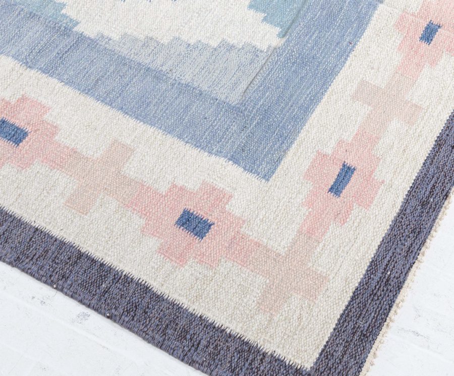 Mid-century Swedish Blue & Pink Rug by A.J BB5319