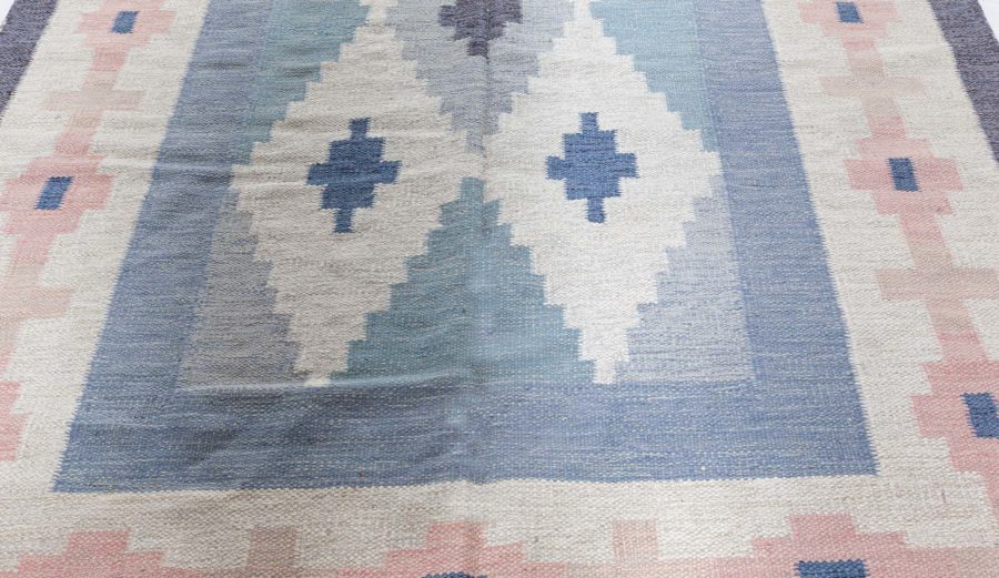 Mid-century Swedish Blue & Pink Rug by A.J BB5319