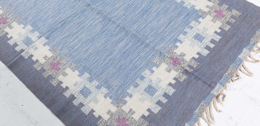 Mid-20th Century Blue, Gray Swedish Rug by Ingegert Silow Woven I.S BB5321