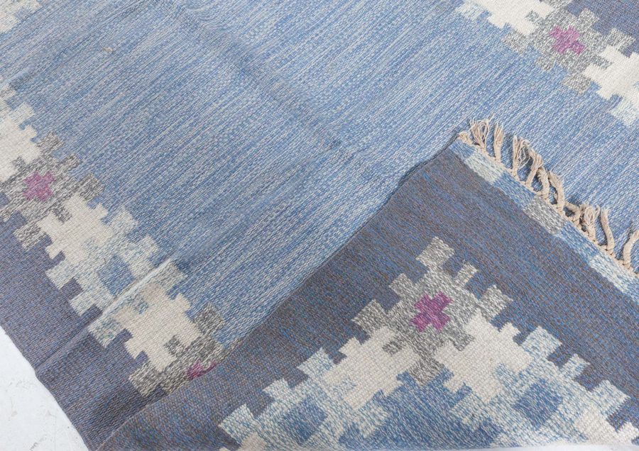 Mid-20th Century Blue, Gray Swedish Rug by Ingegert Silow Woven I.S BB5321