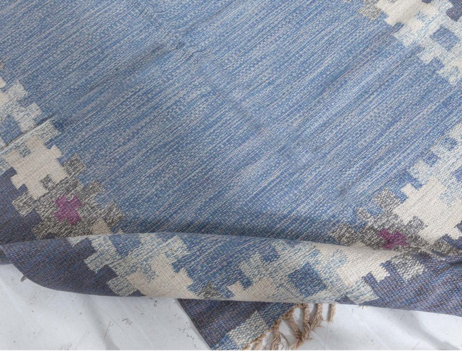 Mid-20th Century Blue, Gray Swedish Rug by Ingegert Silow Woven I.S BB5321