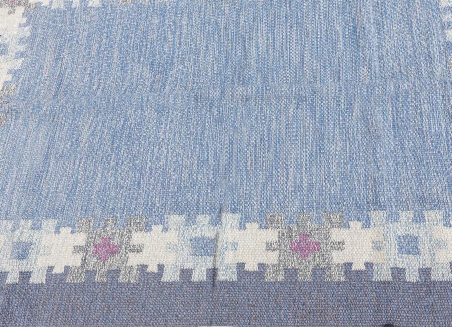 Mid-20th Century Blue, Gray Swedish Rug by Ingegert Silow Woven I.S BB5321