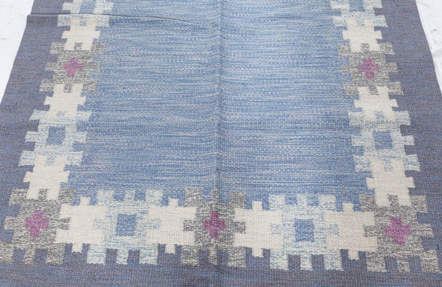 Mid-20th Century Blue, Gray Swedish Rug by Ingegert Silow Woven I.S BB5321