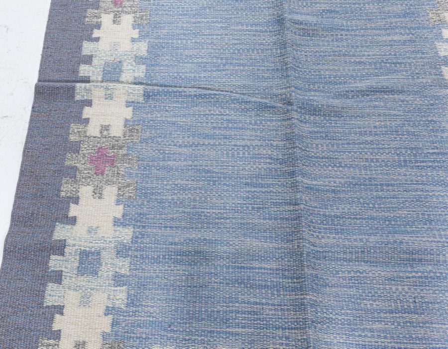 Mid-20th Century Blue, Gray Swedish Rug by Ingegert Silow Woven I.S BB5321