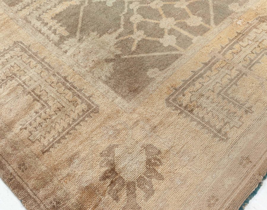Dusty Shades of Yellow, Beige, Brown and Taupe Antique Turkish Oushak Wool Rug BB5361