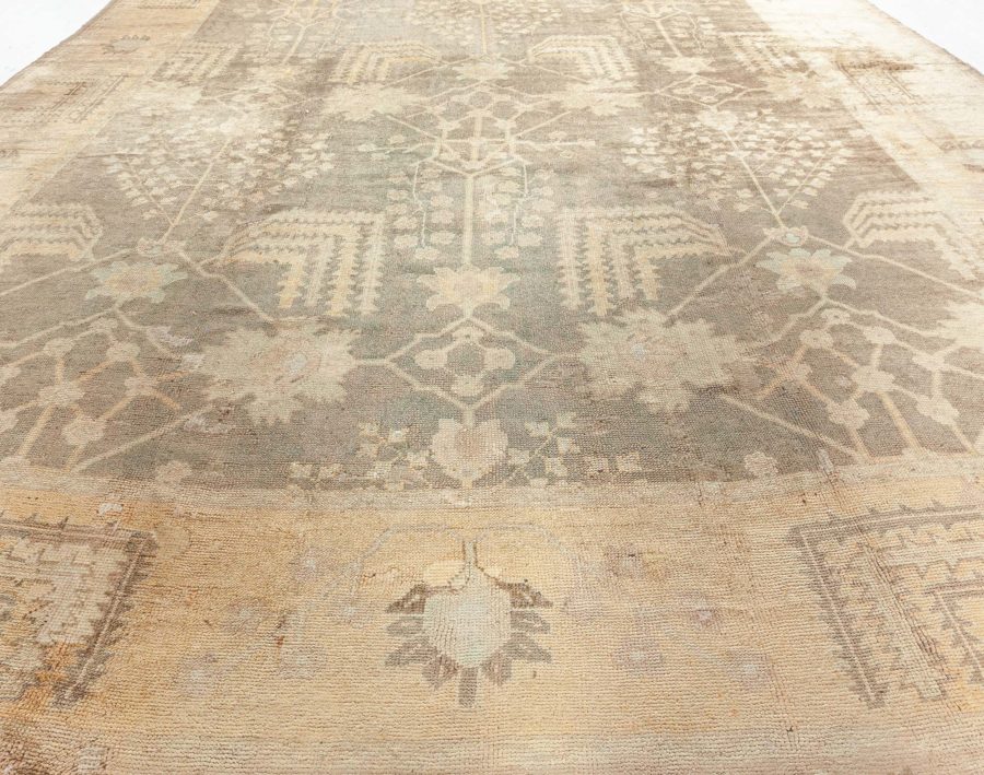 Dusty Shades of Yellow, Beige, Brown and Taupe Antique Turkish Oushak Wool Rug BB5361