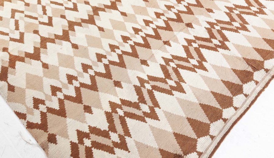 Mid-20th century Belgian Art Deco Beige, Brown Wool Rug by Paul Haesaerts BB5377