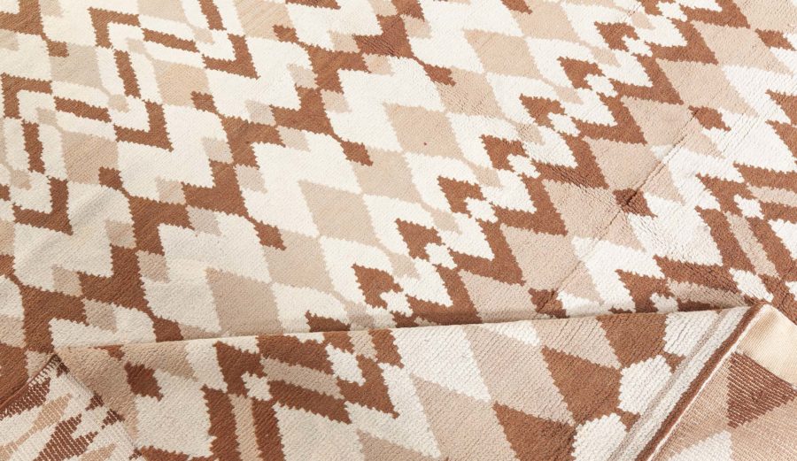 Mid-20th century Belgian Art Deco Beige, Brown Wool Rug by Paul Haesaerts BB5377