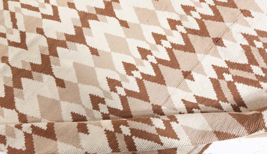Mid-20th century Belgian Art Deco Beige, Brown Wool Rug by Paul Haesaerts BB5377