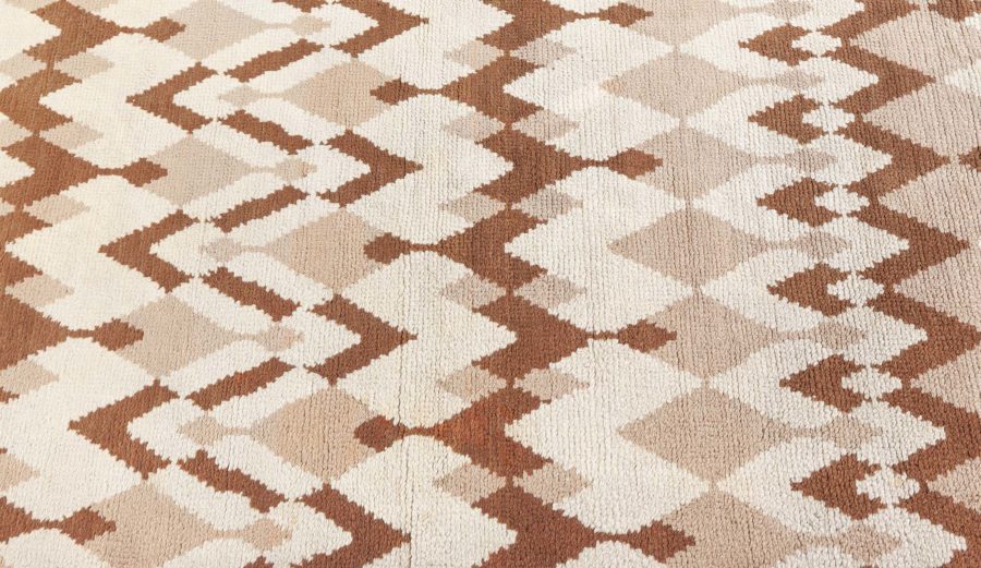 Mid-20th century Belgian Art Deco Beige, Brown Wool Rug by Paul Haesaerts BB5377