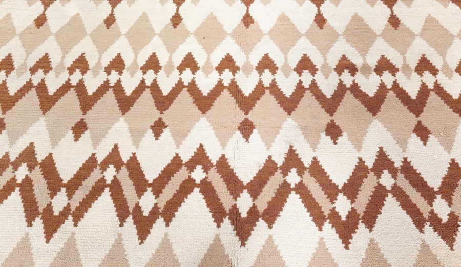 Mid-20th century Belgian Art Deco Beige, Brown Wool Rug by Paul Haesaerts BB5377