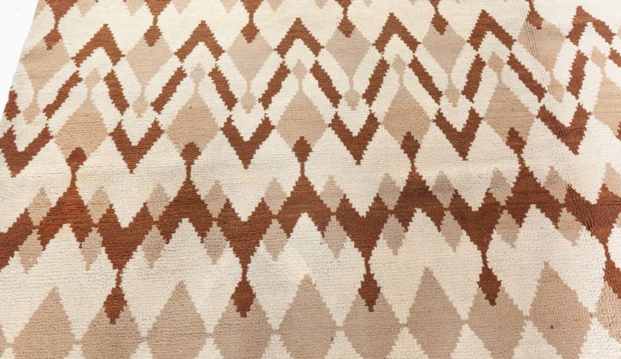 Mid-20th century Belgian Art Deco Beige, Brown Wool Rug by Paul Haesaerts BB5377