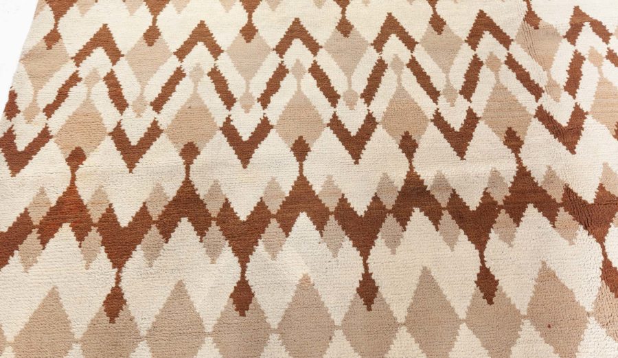 Mid-20th century French Art Deco Beige, Brown Wool Rug by Paul Haesaerts BB5377