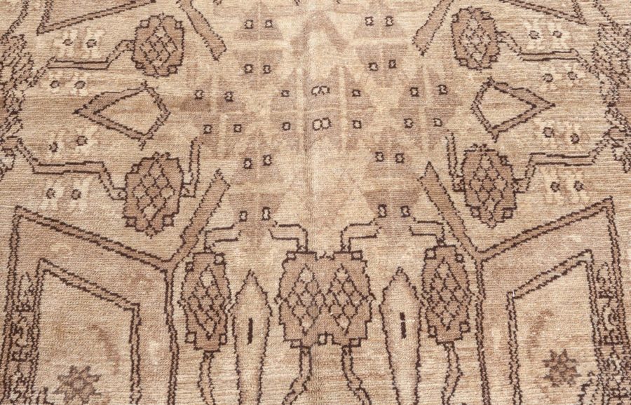 Antique Beige and Brown Geometric Motif Persian Bakhtiari Rug BB5418