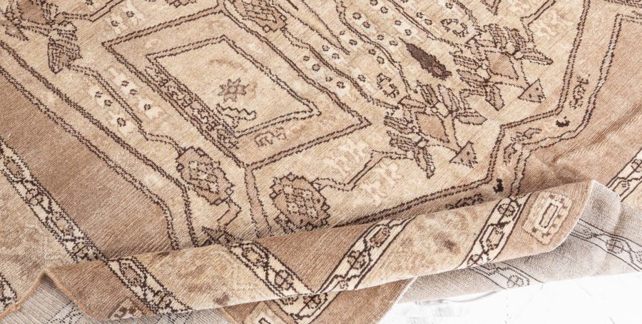 Antique Beige and Brown Geometric Motif Persian Bakhtiari Rug BB5418