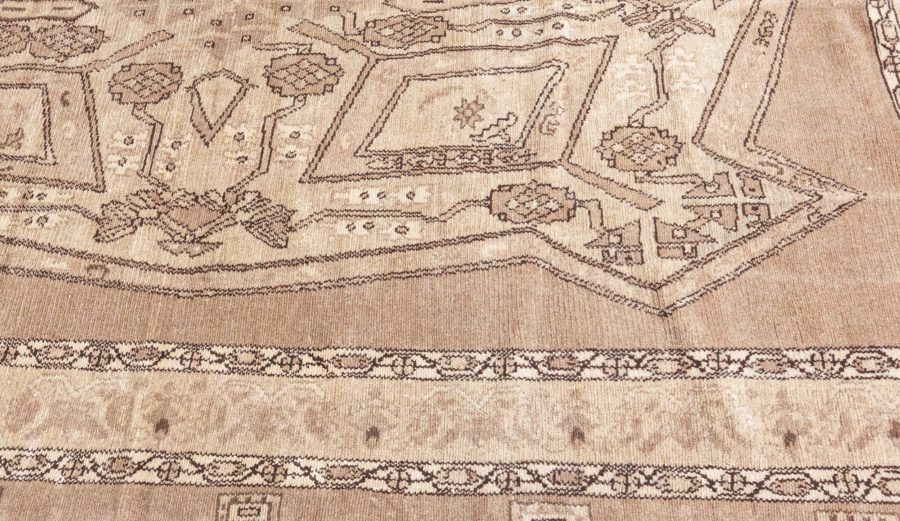 Antique Beige and Brown Geometric Motif Persian Bakhtiari Rug BB5418