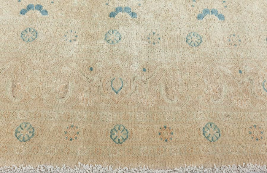 Vintage Persian Tabriz Beige Handwoven Wool Rug BB5452