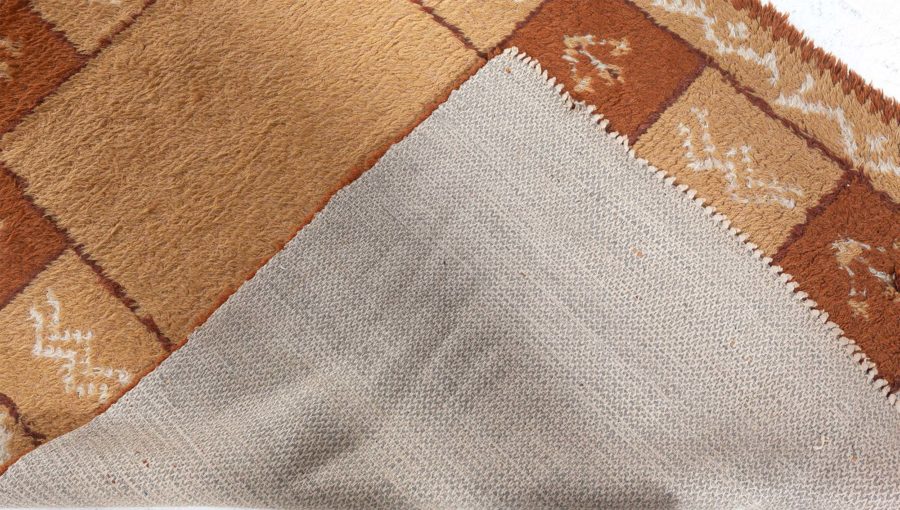 Mid-20th Century Swedish Beige and Brown Handmade Wool Rug BB5501