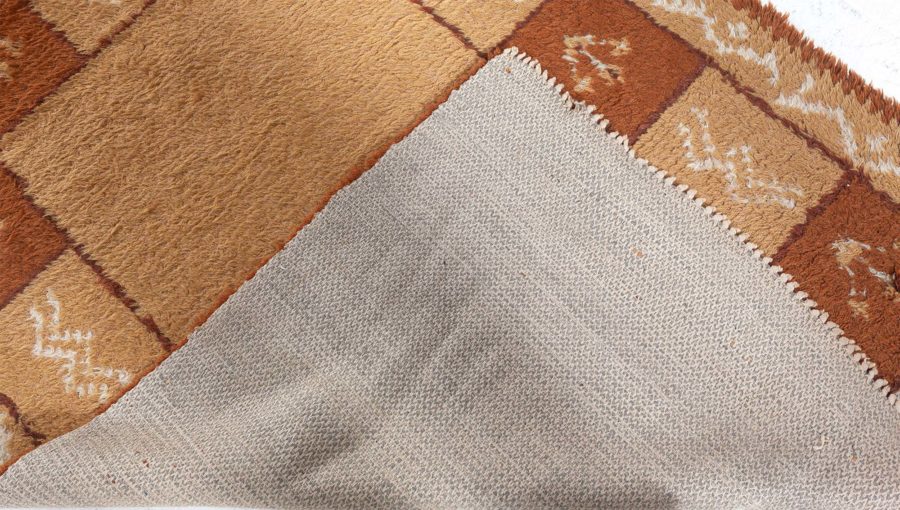 Mid-20th Century Swedish Beige and Brown Handmade Wool Rug BB5501