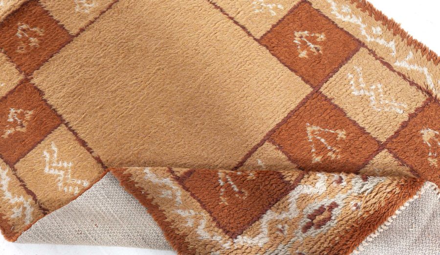 Mid-20th Century Swedish Beige and Brown Handmade Wool Rug BB5501