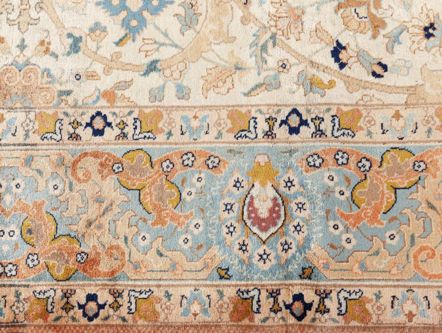 Antique Persian Tabriz Botanic Handwoven Wool Rug BB5527