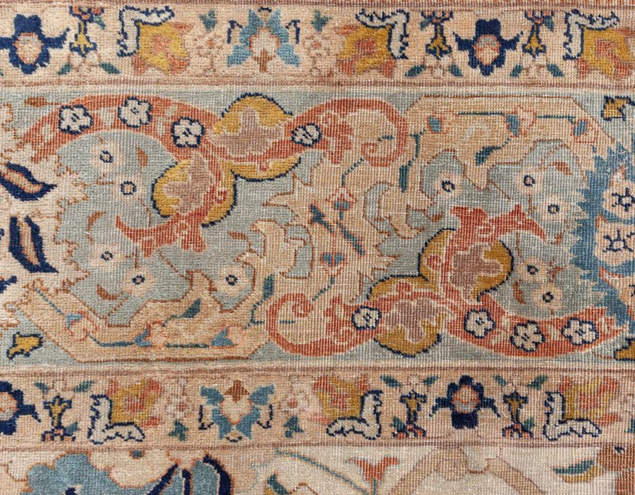 Antique Persian Tabriz Botanic Handwoven Wool Rug BB5527