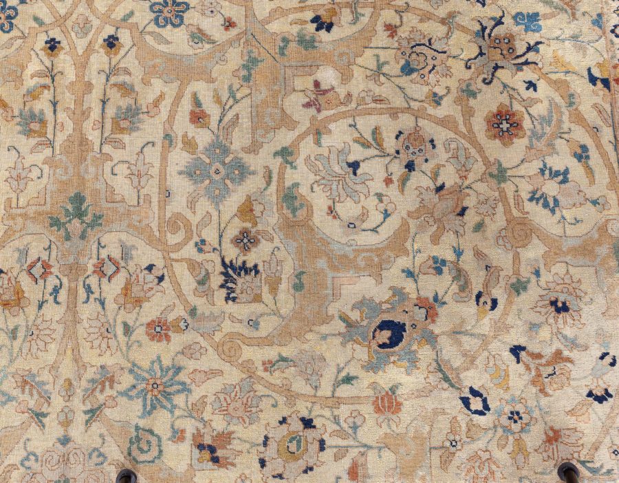 Antique Persian Tabriz Botanic Handwoven Wool Rug BB5527
