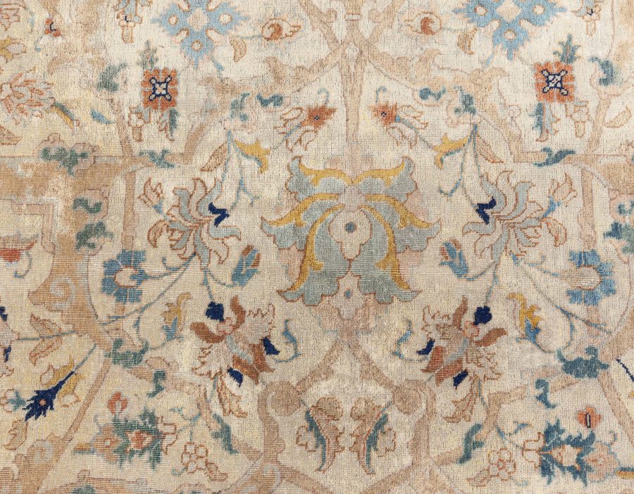 Antique Persian Tabriz Botanic Handwoven Wool Rug BB5527