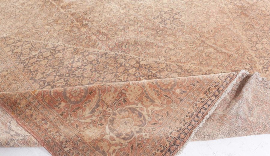 Fine Antique Persian Tabriz Brown Handmade Wool Carpet BB5545