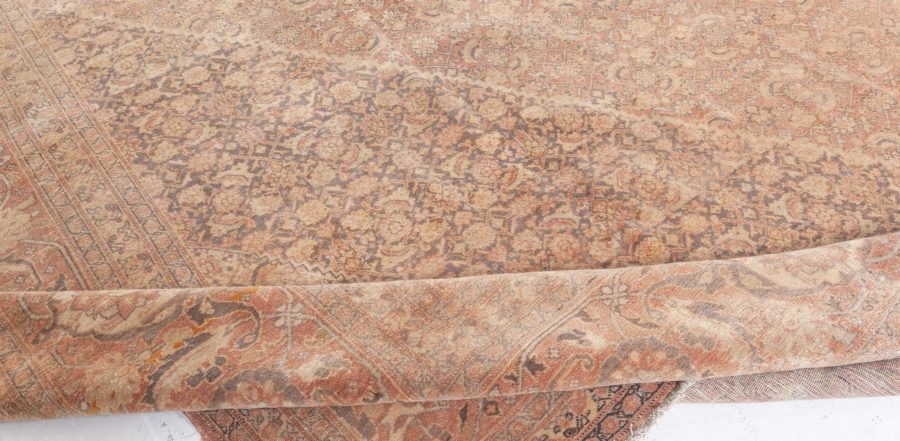 Fine Antique Persian Tabriz Brown Handmade Wool Carpet BB5545