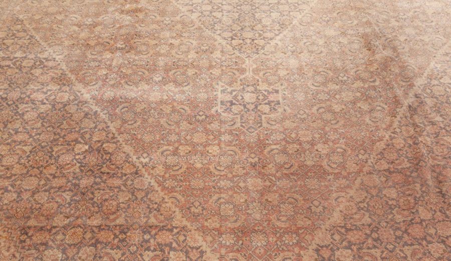 Fine Antique Persian Tabriz Brown Handmade Wool Carpet BB5545