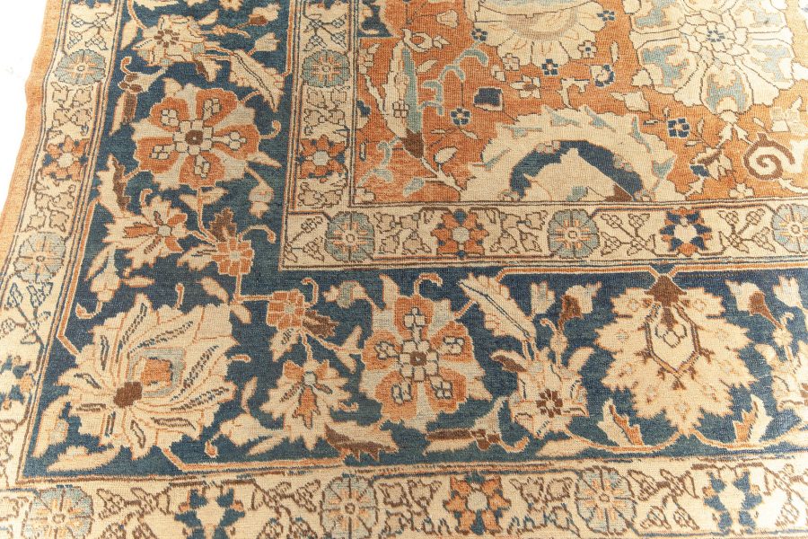 Antique Persian Tabriz Botanic Handmade Wool Rug BB5553