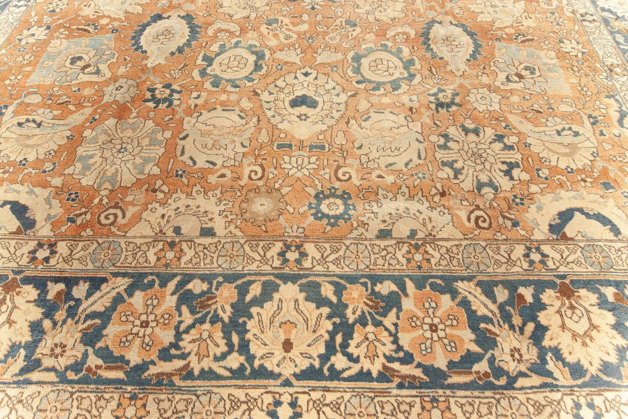 Antique Persian Tabriz Botanic Handmade Wool Rug BB5553