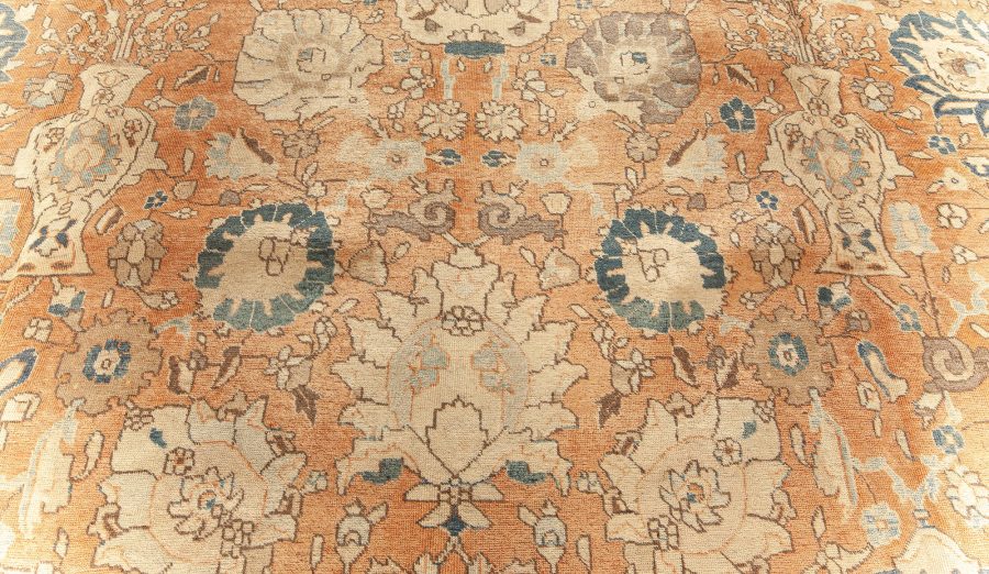 Antique Persian Tabriz Botanic Handmade Wool Rug BB5553