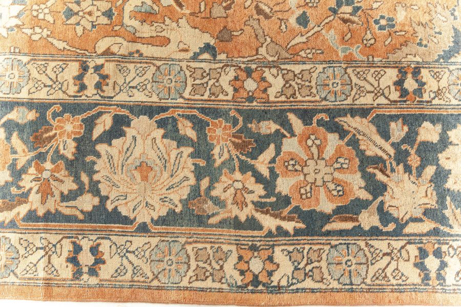 Antique Persian Tabriz Botanic Handmade Wool Rug BB5553