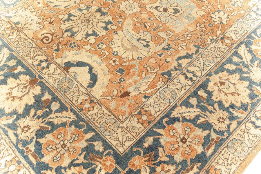Antique Persian Tabriz Botanic Handmade Wool Rug BB5553