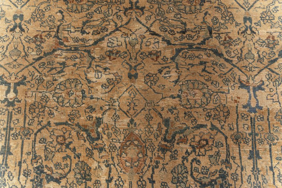 Antique Persian Tabriz Beige Handmade Wool Carpet BB5567