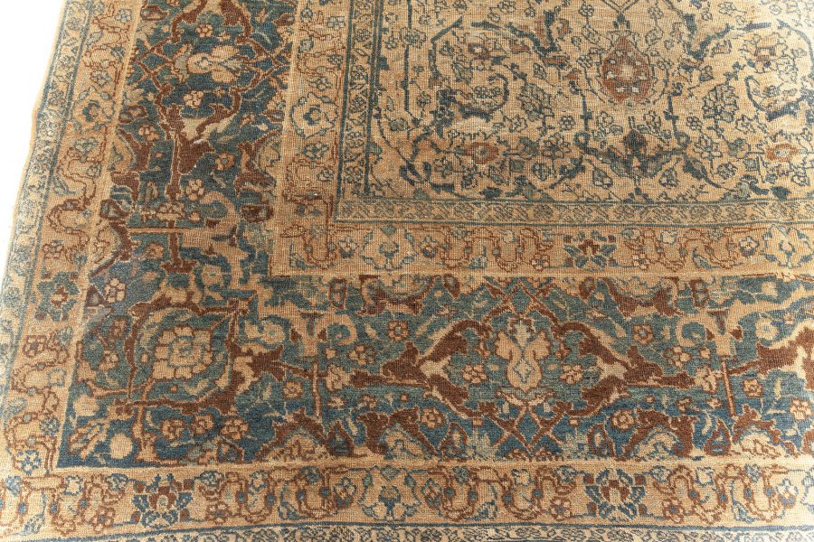 Antique Persian Tabriz Beige Handmade Wool Carpet BB5567