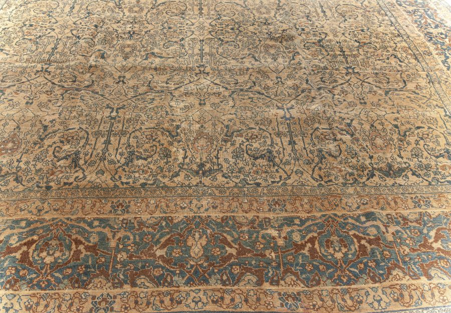 Antique Persian Tabriz Beige Handmade Wool Carpet BB5567