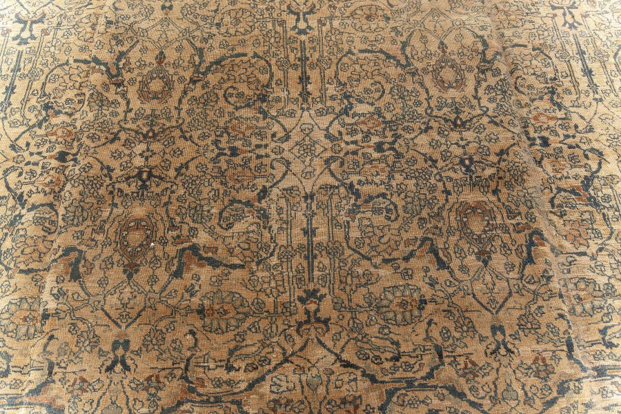 Antique Persian Tabriz Beige Handmade Wool Carpet BB5567