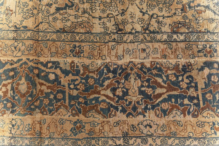 Antique Persian Tabriz Beige Handmade Wool Carpet BB5567