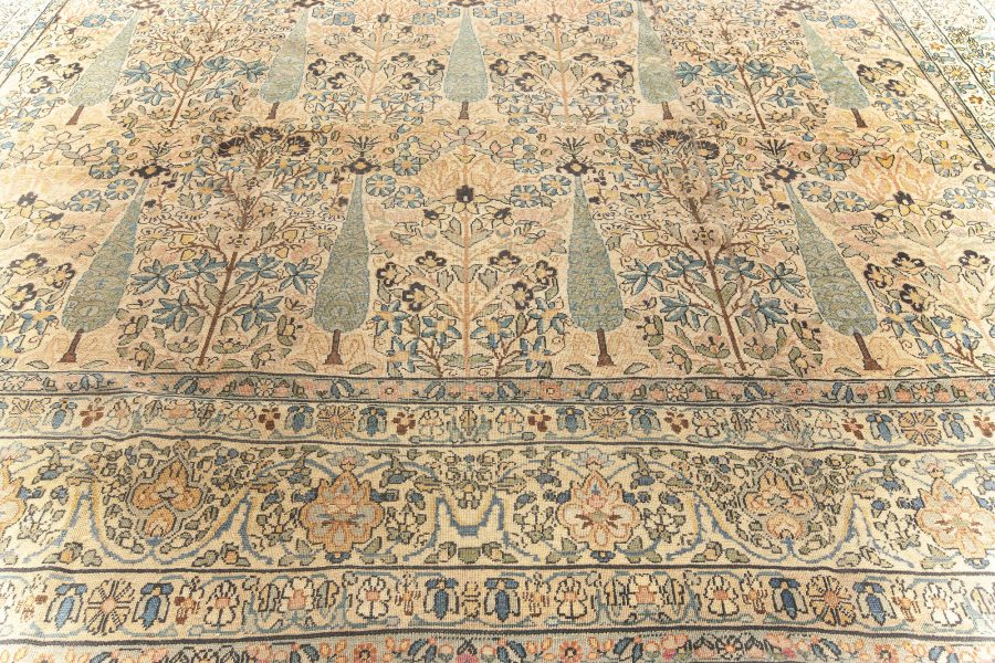 Antique Persian Kirman Beige, Pastel Colors Handwoven Wool Carpet BB5568