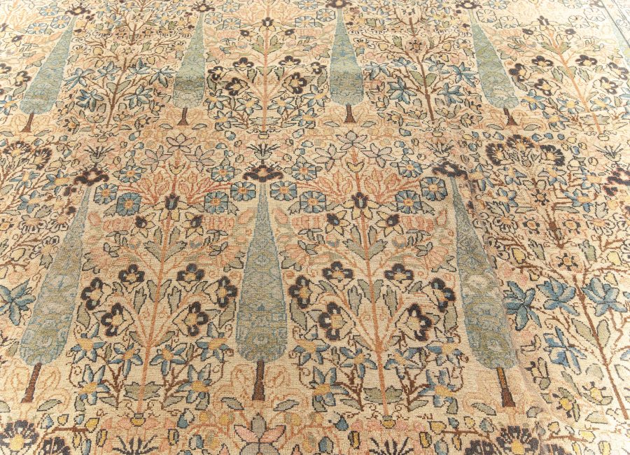 Antique Persian Kirman Beige, Pastel Colors Handwoven Wool Carpet BB5568