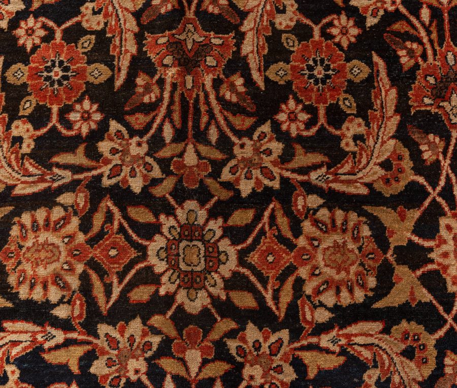 Authentic 19th Century Persian Kirman Botanic Handmade Wool Rug BB5571