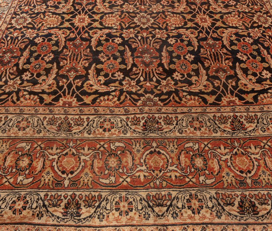 Authentic 19th Century Persian Kirman Botanic Handmade Wool Rug BB5571