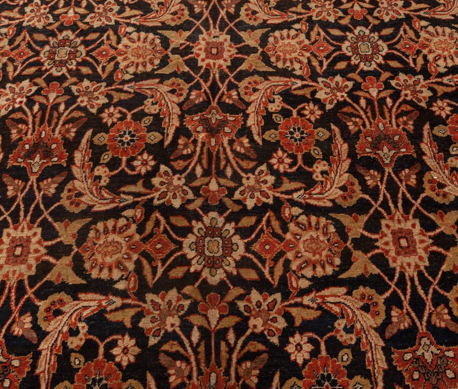 Authentic 19th Century Persian Kirman Botanic Handmade Wool Rug BB5571