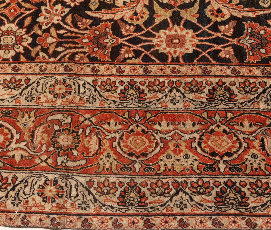 Authentic 19th Century Persian Kirman Botanic Handmade Wool Rug BB5571