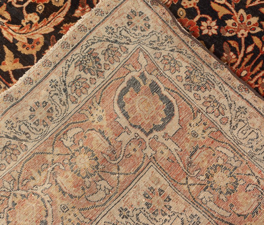 Authentic 19th Century Persian Kirman Botanic Handmade Wool Rug BB5571